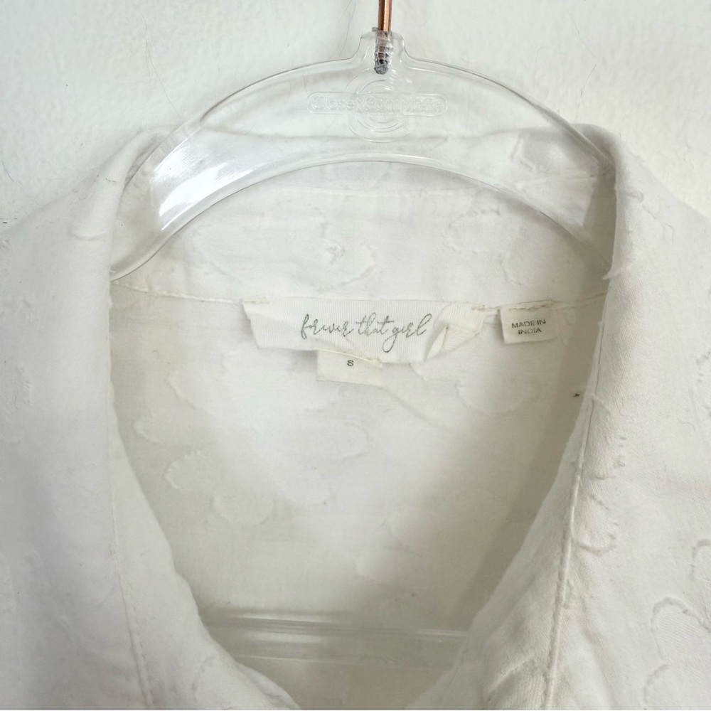 Anthropologie Forever That Girl Textured Jacquard Balloon Sleeve Blouse White S - Picture 3 of 5